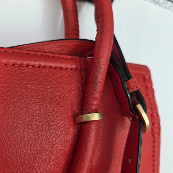 Kate Spade Saturday Red Leather Top Handle Satchel Crossbody Bag Purse - Picture 6 of 6